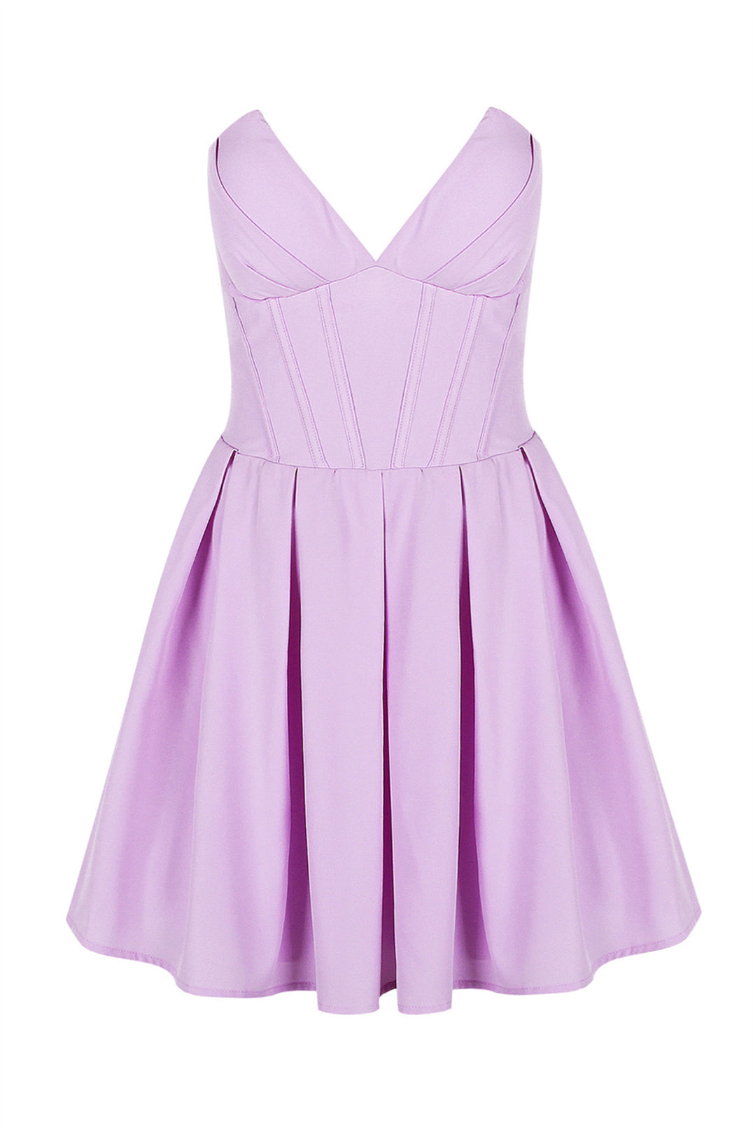 V-neck Pink Pleated Short Party Dress